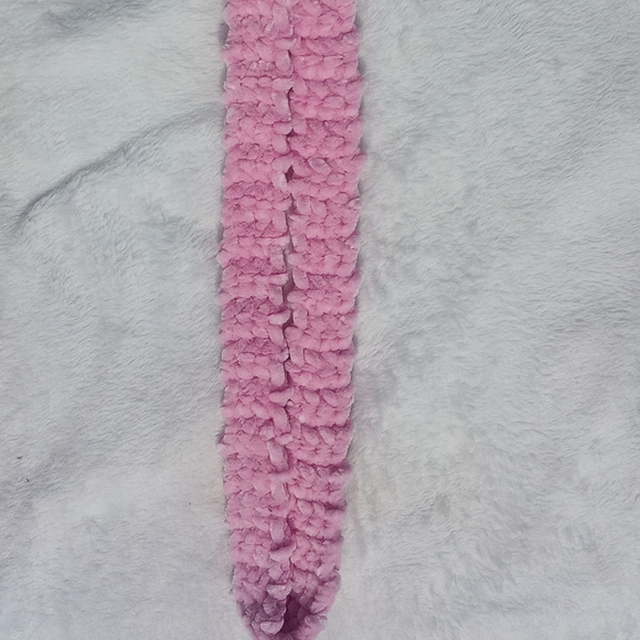 Pink plush n soft hand crocheted lanyard - Picture 3 of 3